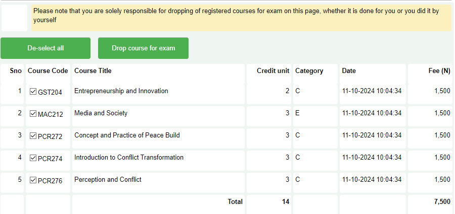 Dropping of Courses & Exams for 2024 - NOUN UPDATE